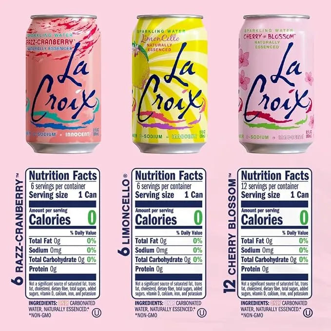 LaCroix Sparkling Water Cherry Blossom Variety Pack | 24-Pack of 12oz Cans | 6x Razz-Cran | 6x Limoncello | 12x Cherry Blossom