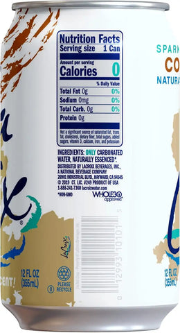 La Croix, Water Sparkling Coconut, 12 Fl Oz, 8 Count