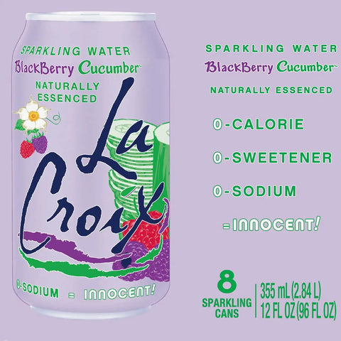 La Croix Sparkling Water, Blackberry Cucumber, 8-Pack Zero Sugar, Zero Calories, Zero Sodium