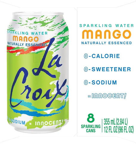 La Croix, Water Sparkling Mango, 12 Fl Oz, 8 Pack