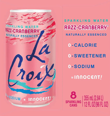 La Croix, Sparkling Water Cran-Raspberry, 96 Ounce Pack of 8