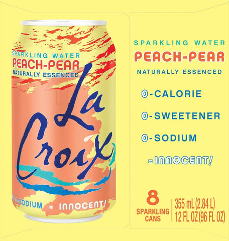 La Croix, Water Sparkling Peach Pear, 8 Pack, 12 Fl Oz