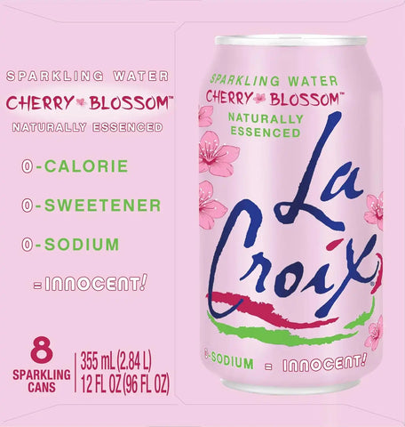 La Croix Sparkling Water, Cherry Blossom, 12 Fl Oz (pack of 8)