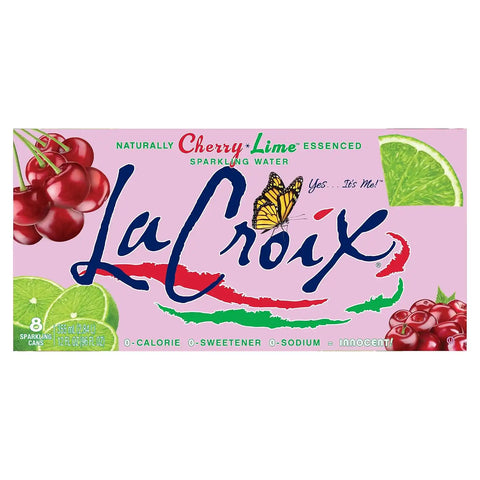 La Croix Sparkling Water, Cherry Lime, 8-Pack Zero Sugar, Zero Calories, Zero Sodium