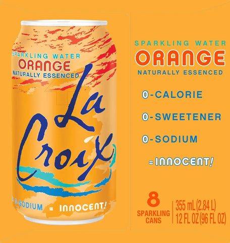 La Croix Sparkling Water, Orange, 12 Fl Oz (pack of 8)