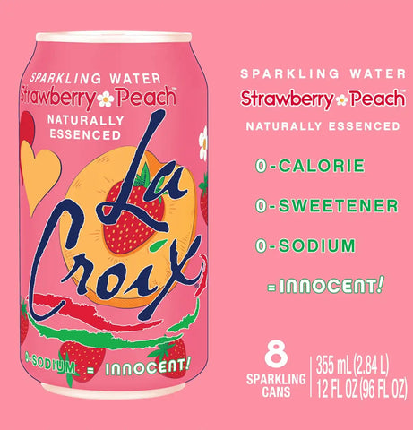 La Croix Sparkling Water, Strawberry Peach, 12 Fl Oz (Pack of 8)