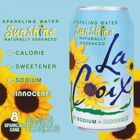 La Croix Sparkling Water, Sunshine, 8 Pack – Zero Sugar, Zero Calories, Zero Sodium – Taste of Wonder